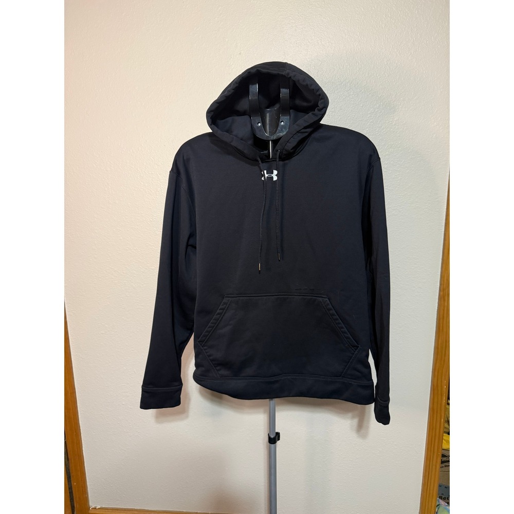 Under Armour Mens Fleece Lined Hoodie Black Logo Sweatshirt MD‎